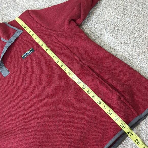LL Bean Men's Slightly Fitted Red Sweater Fleece Pullover Size Large Reg - Picture 4 of 7